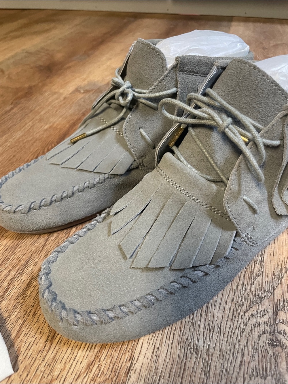 Yosi Samra Gray Suede Fringe Chukka Boots - Picture 11 of 13